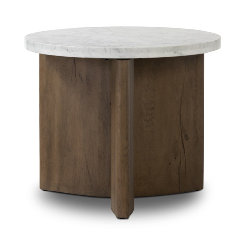 Toli End Table – Rustic Fawn / Italian White Marble