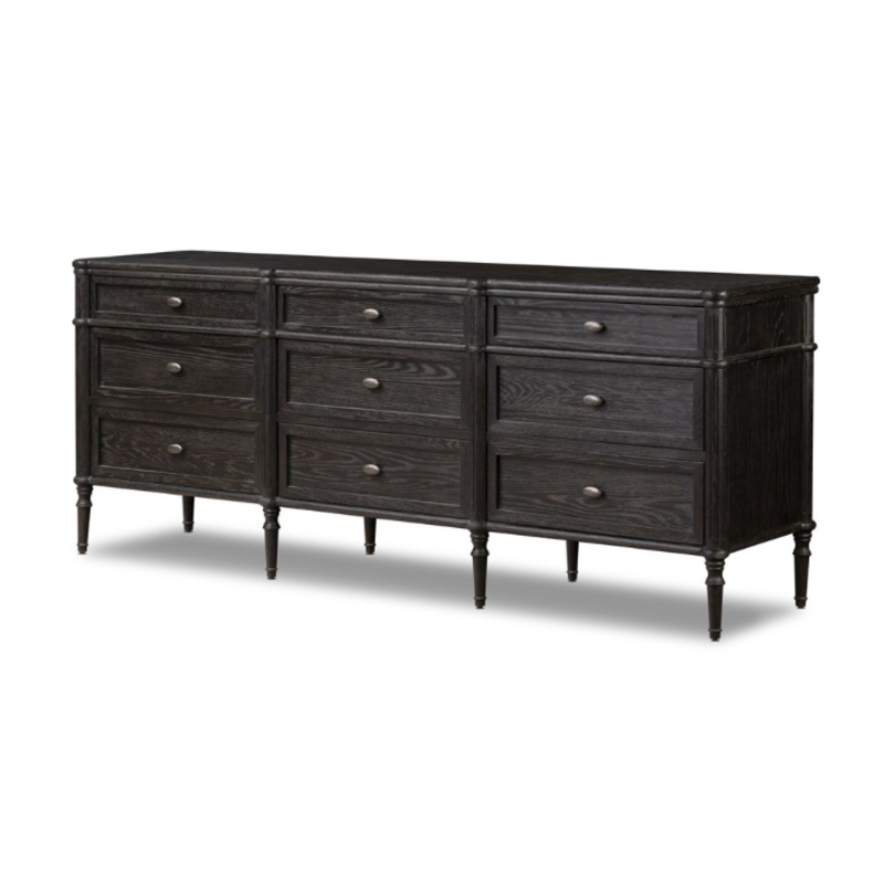 Toulouse 9 Drawer Dresser – Distressed Black