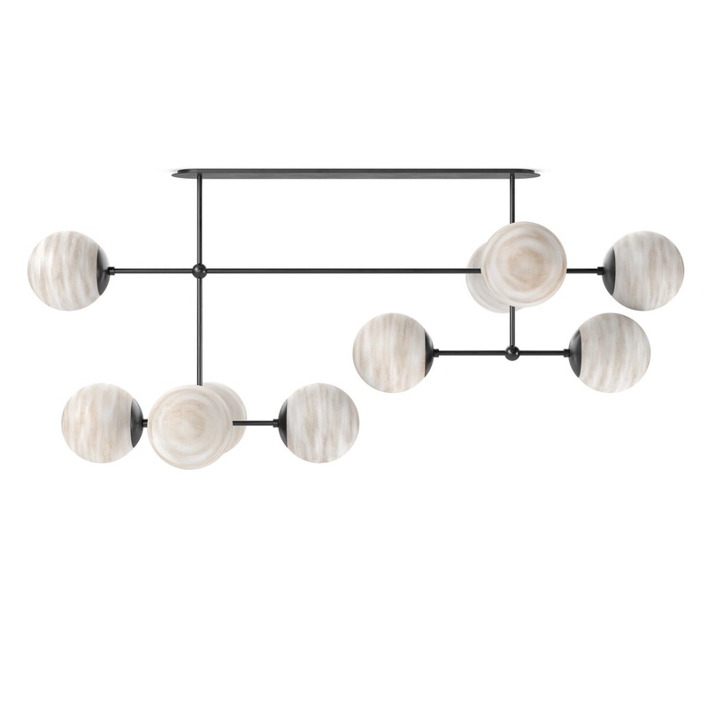 Armstrong Linear Chandelier – Black Gunmetal  Marbled Matte