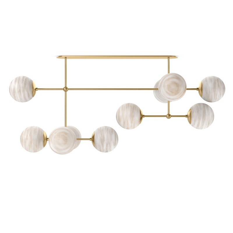 Armstrong Linear Chandelier – Burnished Brass Marble Matte