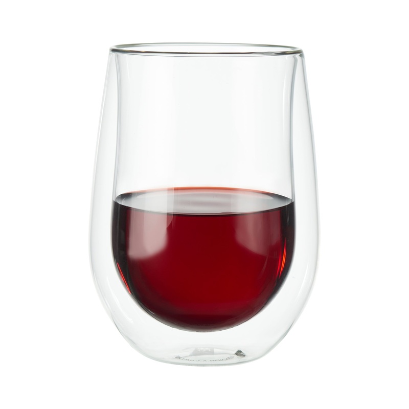 Sorrento Double Wall Glassware – 2 Pc Stemless Red Wine Glass