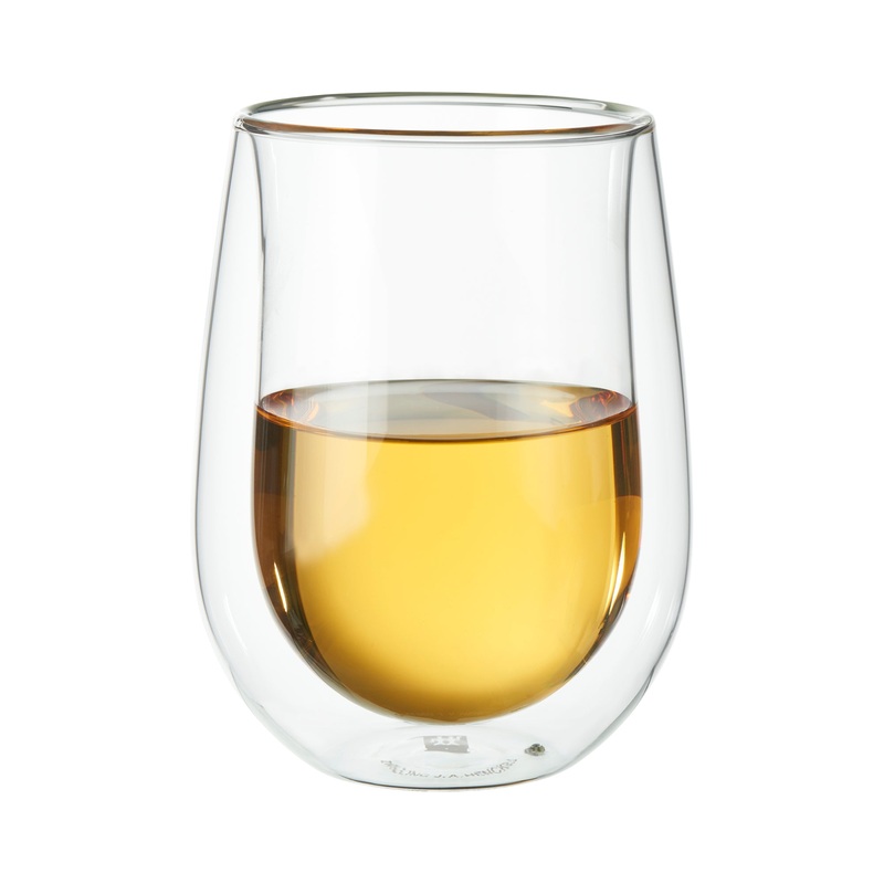 Sorrento Double Wall Glassware – 2 pc Stemless White Wine Glass