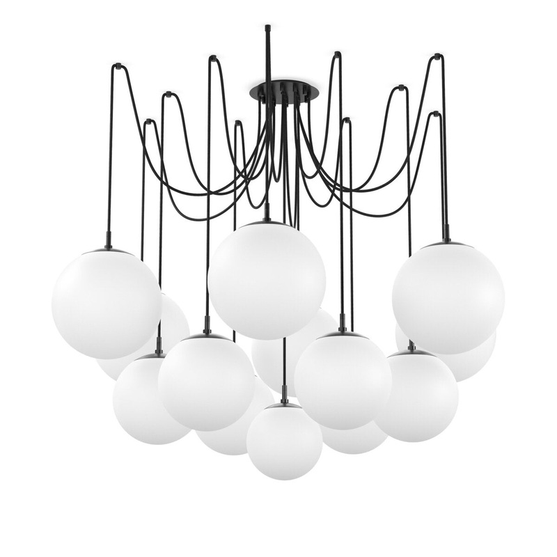 Spider Chandelier Opal Matte Glass – Black Gunmetal