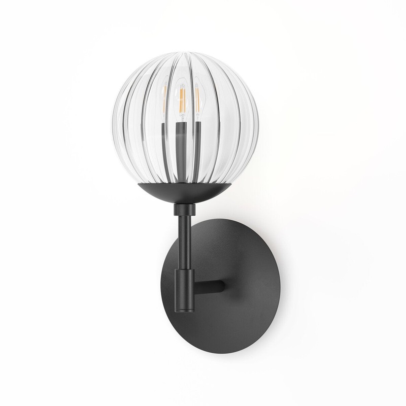 Sunset Sconce Clear Ribbon Glass – Black Gunmetal
