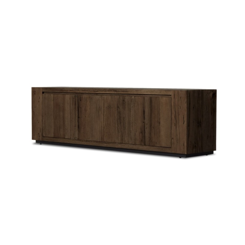 Abaso Media Console – Ebony Rustic Wormwood Oak