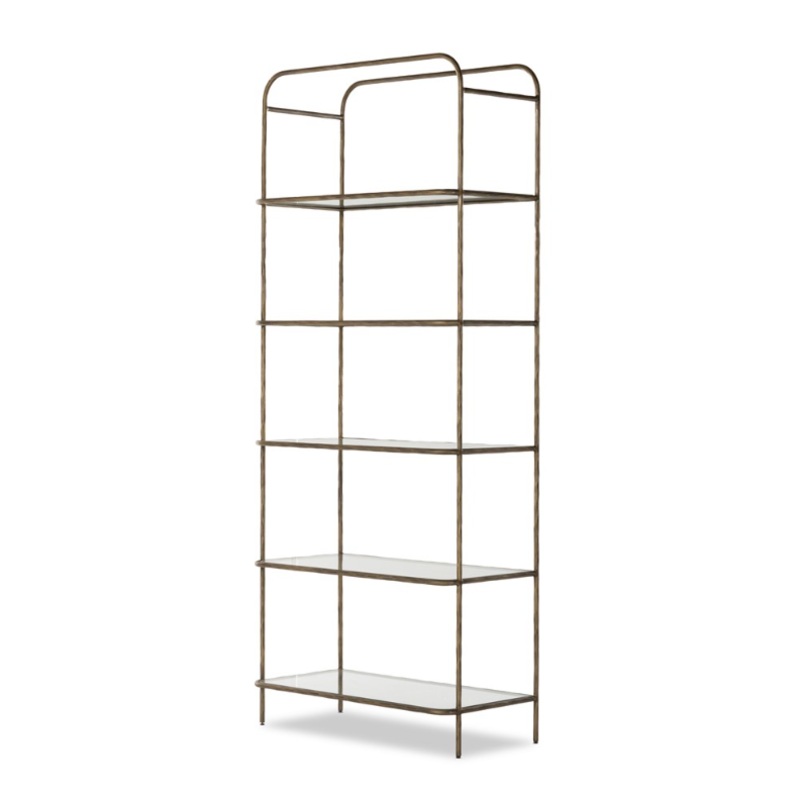 Swinton Bookcase – Hammered Aged Brass 102′