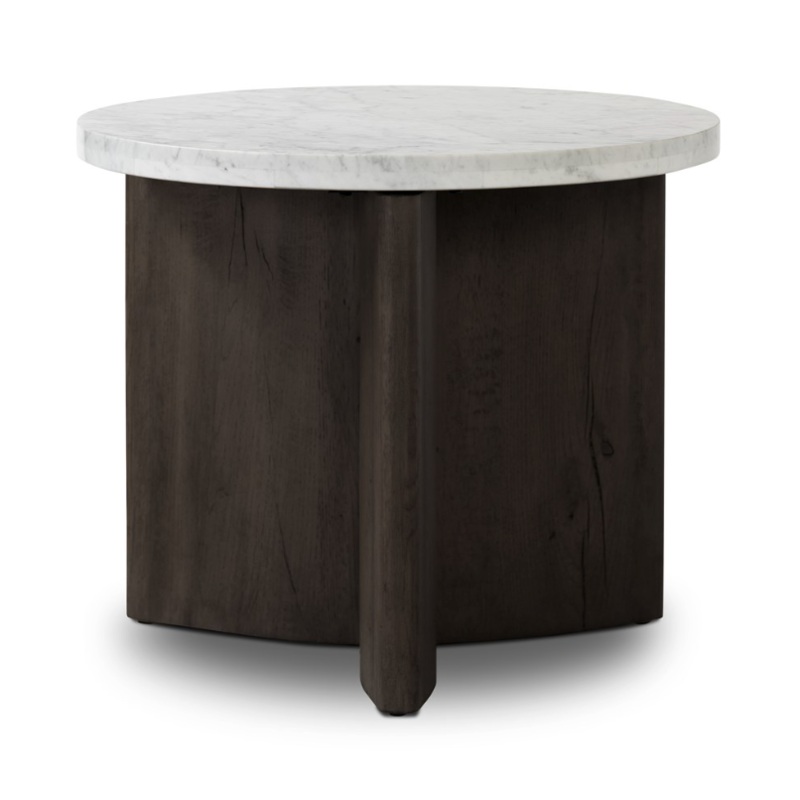 Toli End Table – Smoked Black / Italian White Marble
