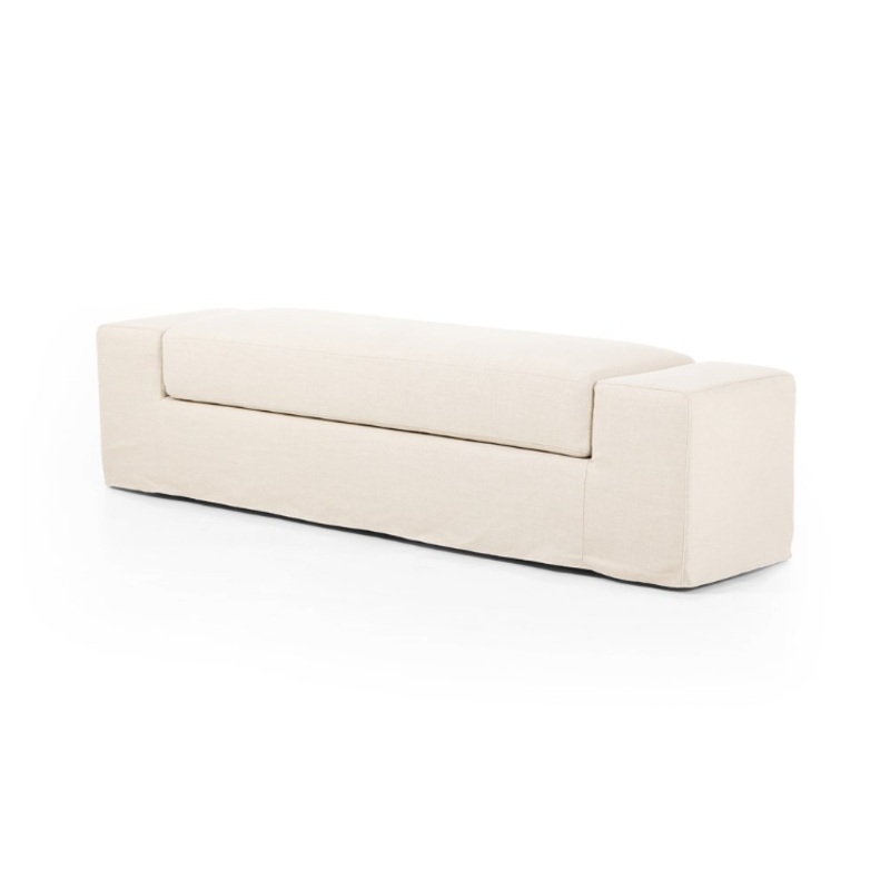 Wide Arm Slipcover Accent Bench – Brussels Natural