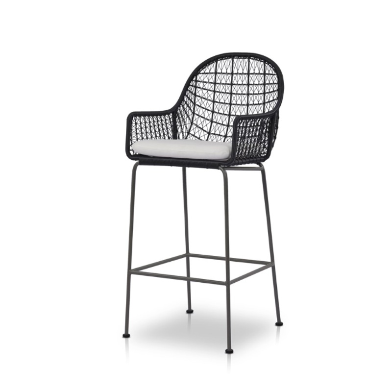 Bandera Outdoor Bar Stool W/Cushion – Smoke Black