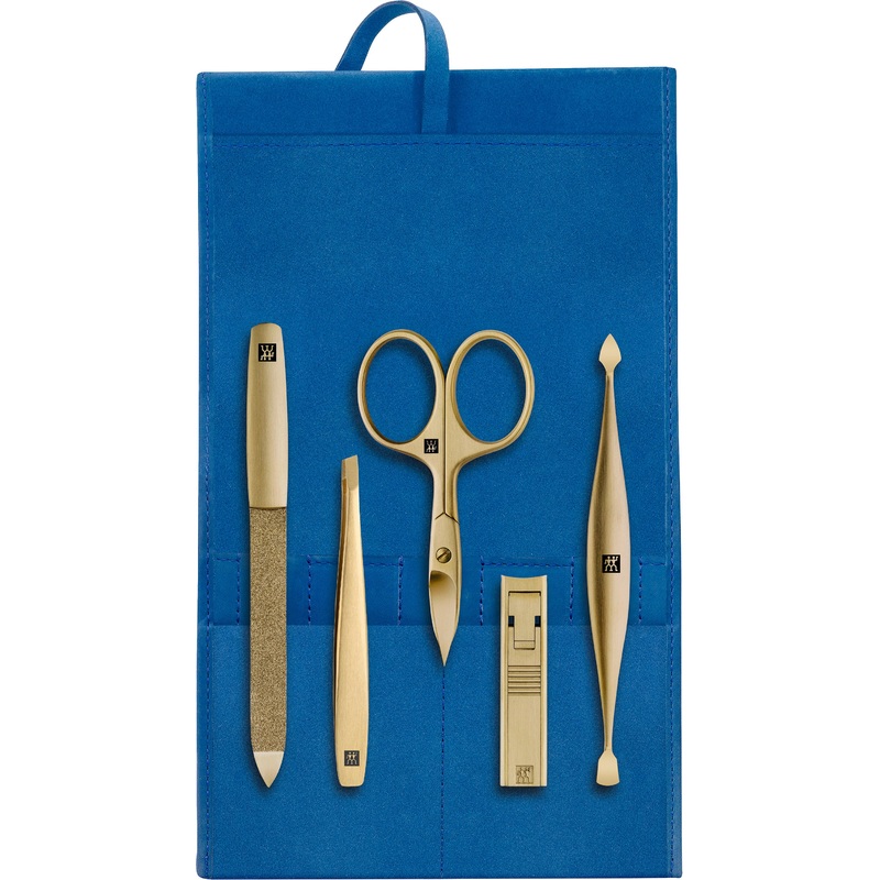 TWINOX – Blue Pocket Leather Case Set – Gold