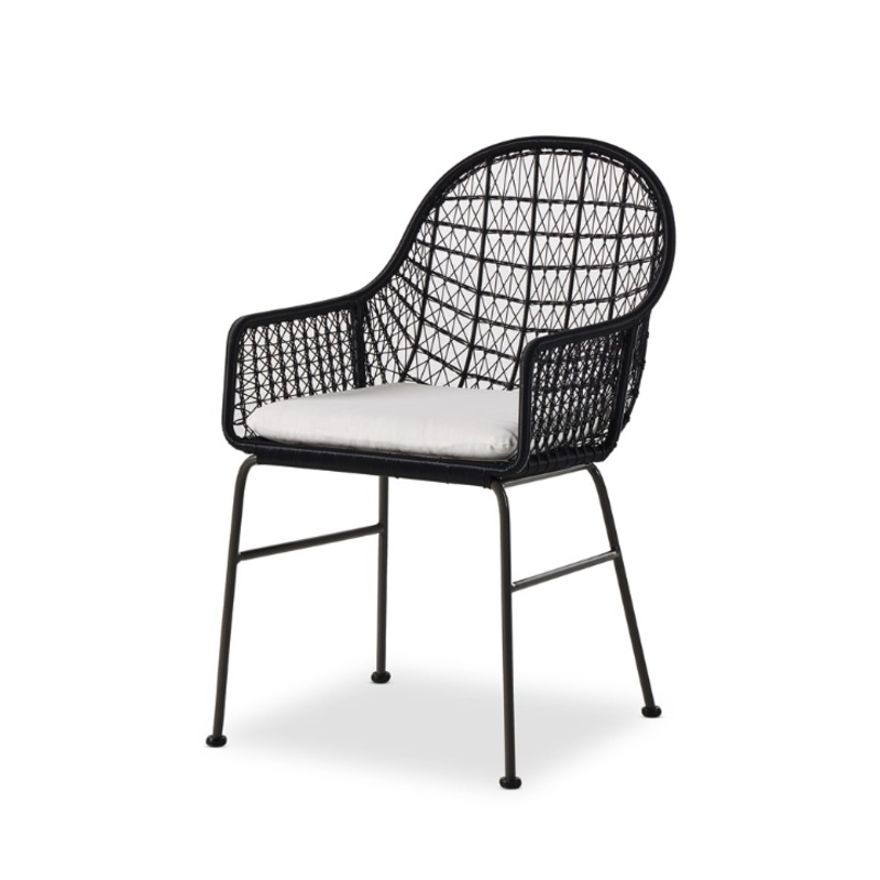Bandera Outdoor Woven Dining Chair W/Cushion – Smoke Black