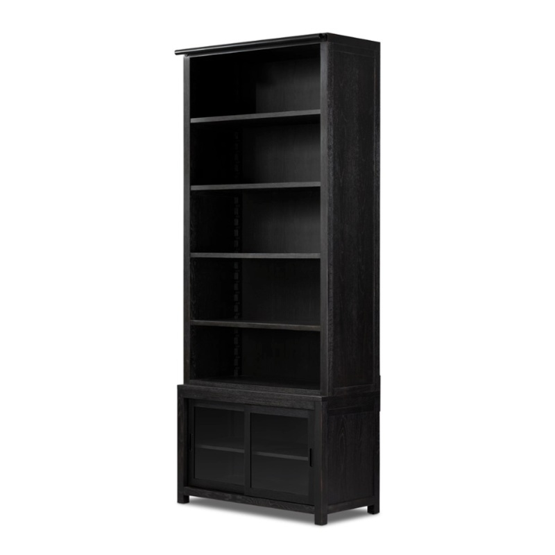 Admont Bookcase -Worn Black Veneer