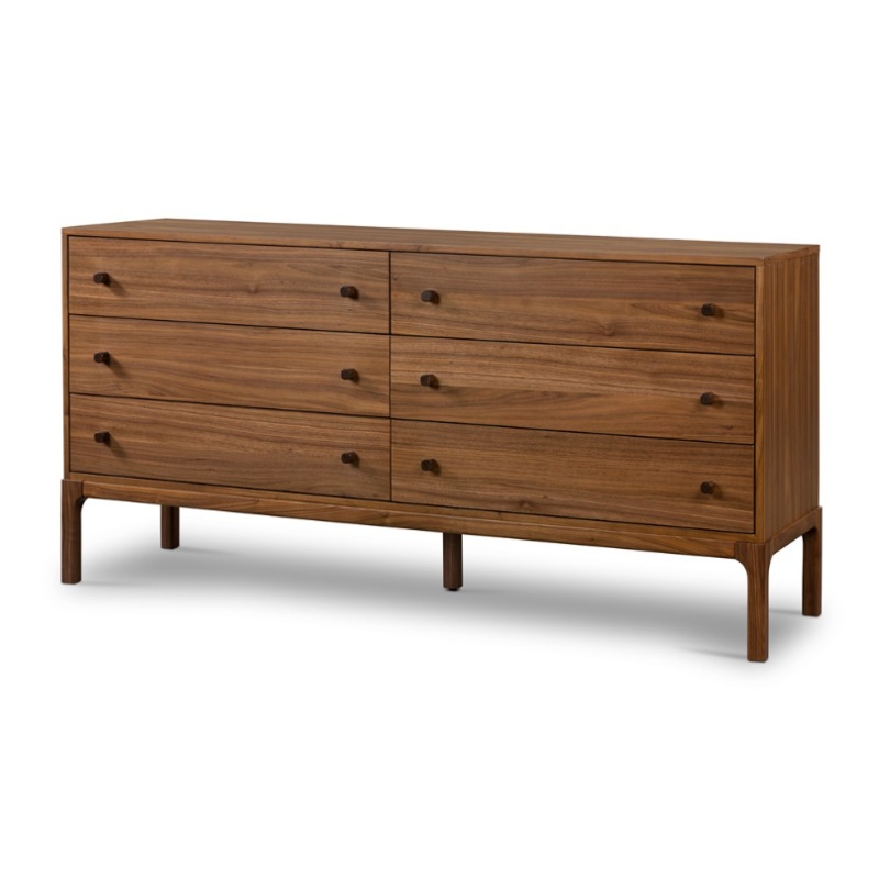 Arturo 6 Drawer Dresser – Natural Walnut