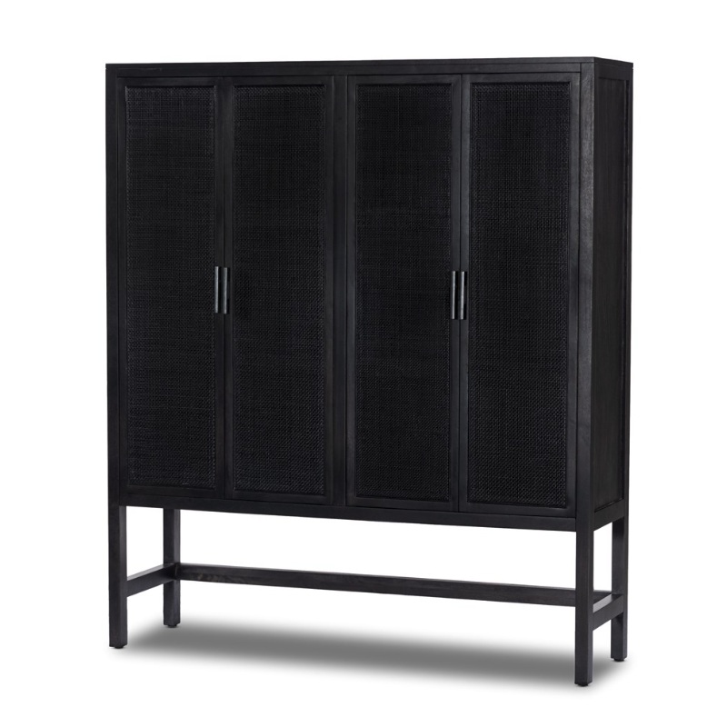 Caprice Cabinet – Black Wash Mango w/ Black Cane