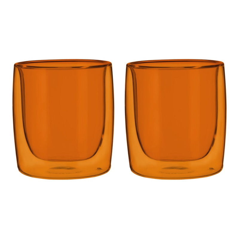 Sorrento Double Wall Glassware – 2 Pc Tumbler Glass Set – Amber