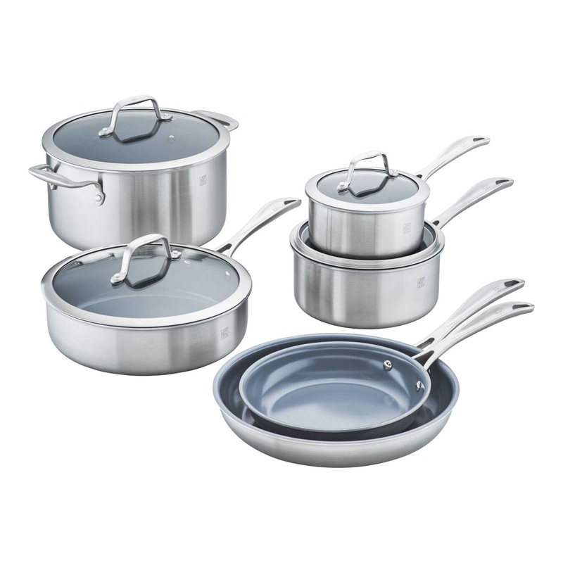 Spirit 3-Ply Ceramic Nonstick – 10pc Stainless Steel Ceramic Nonstick Cookware Set
