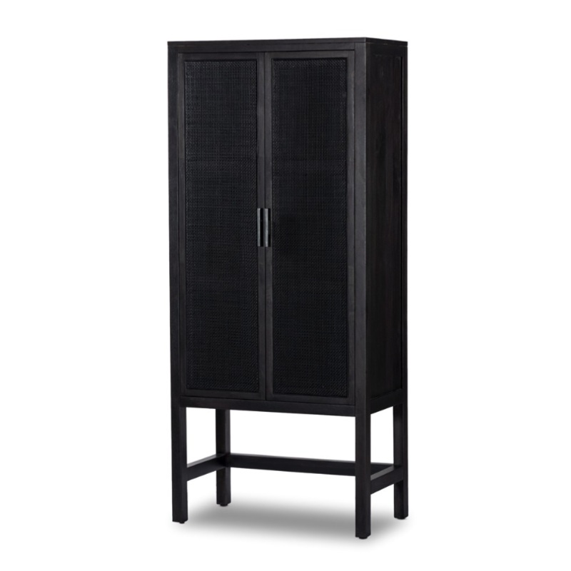 Caprice Narrow Cabinet – Black Wash Mango w/ Black Cane