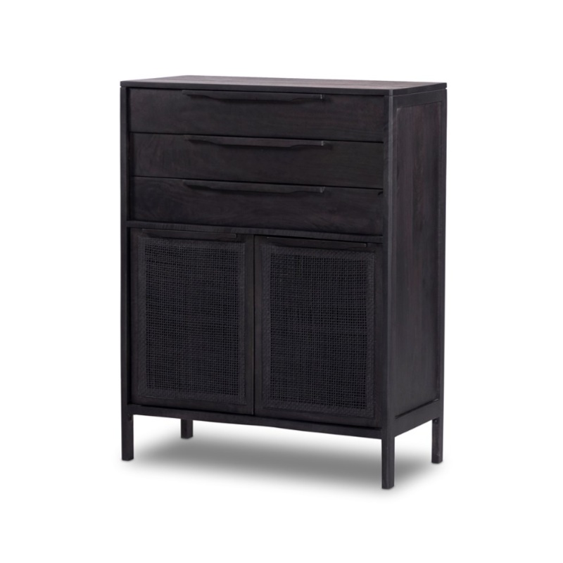 Sydney Tall Dresser – Black Wash w/ Black Cane