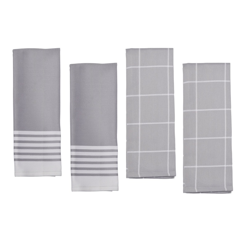 Towels – 4 Pc Kitchen Towels Set – Grey