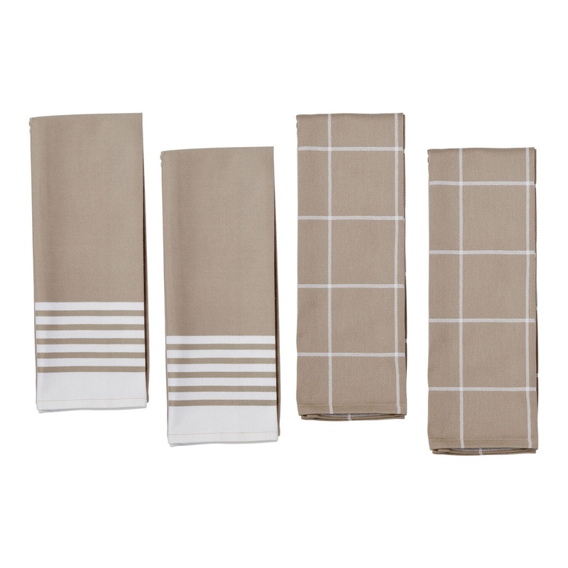 Towels – 4 Pc Kitchen Towels Set – Taupe