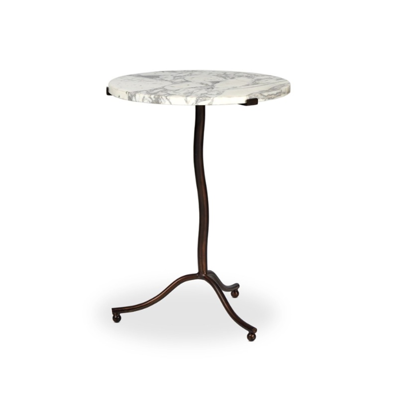Sophie End Table – Veined White Marble