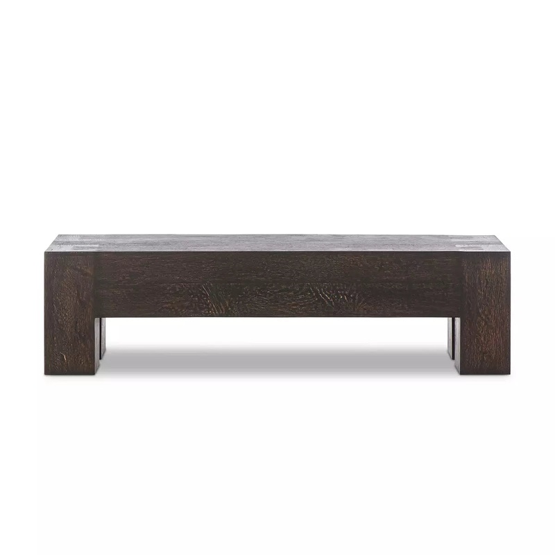 Abaso Accent Bench – 70″ – Ebony Rustic Wormwood Oak