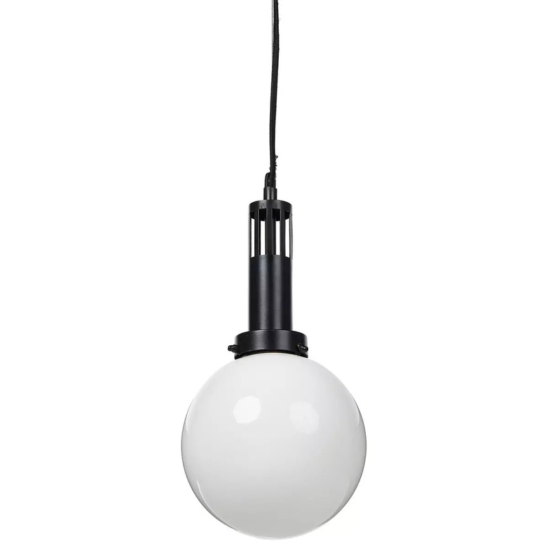Aldis Globe Pendant – Black Iron w/ Milk Glass