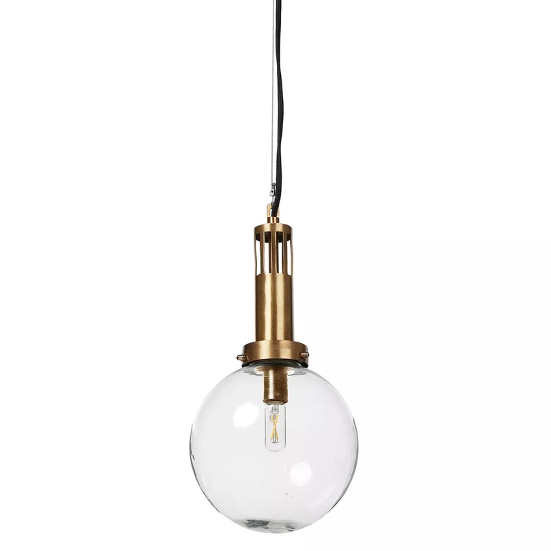 Aldis Globe Pendant – Brushed Brass w/ Clear Glass