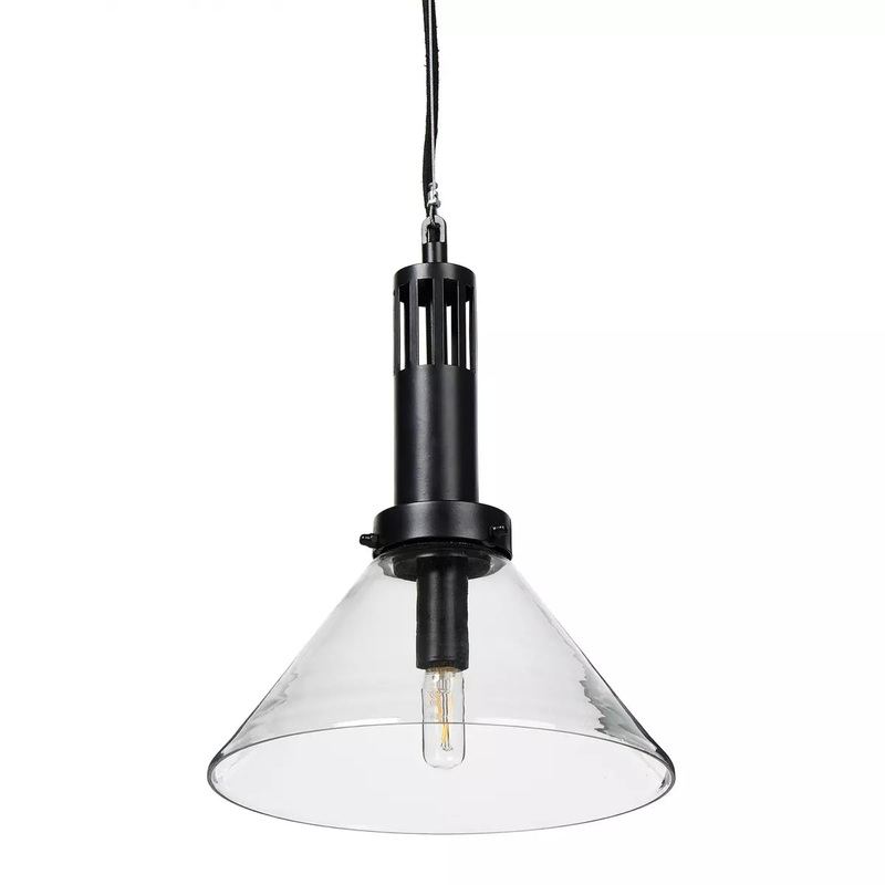 Aldis Pendant – Black Iron w/ Clear Glass