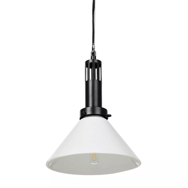 Aldis Pendant – Black Iron w/ Milk Glass