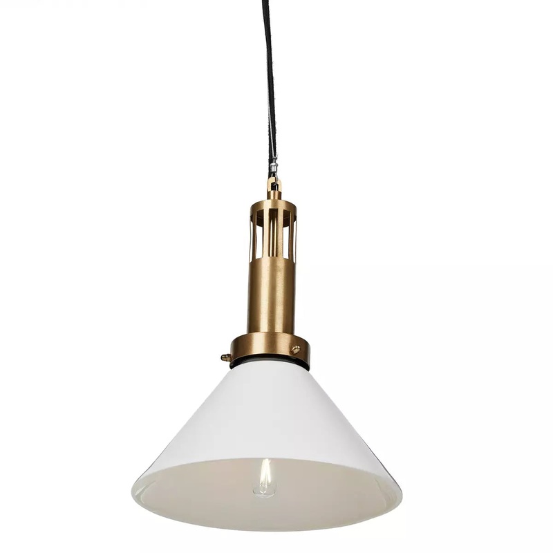 Aldis Pendant – Brushed Brass w/ Milk Glass