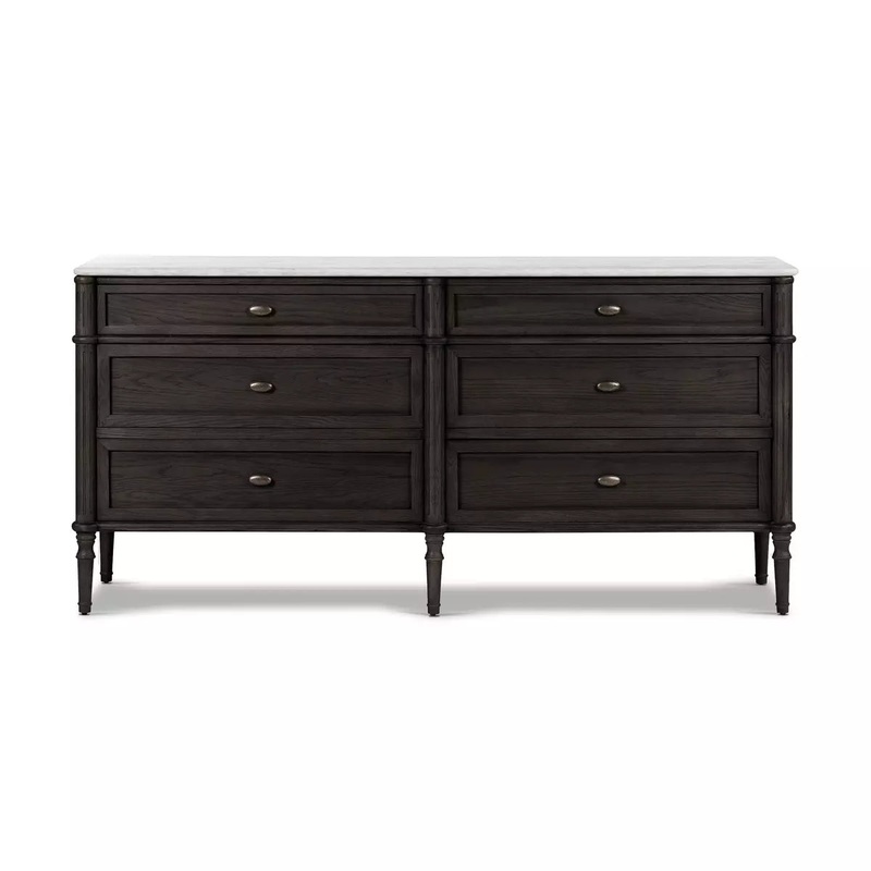 Toulouse 6 Drawer Dresser – Distressed Black w/ Polished White