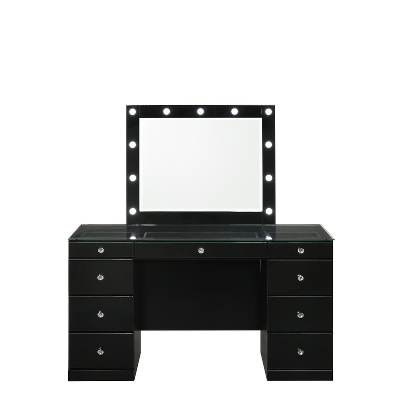 Avery – Vanity Desk With Glass Top And LED Mirro