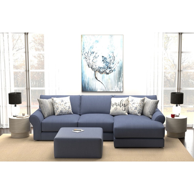 Cape May – Sofa Chaise With Comfort Coil Seating, 41″ Cocktail Ottoman And 5 Accent Pillows Included
