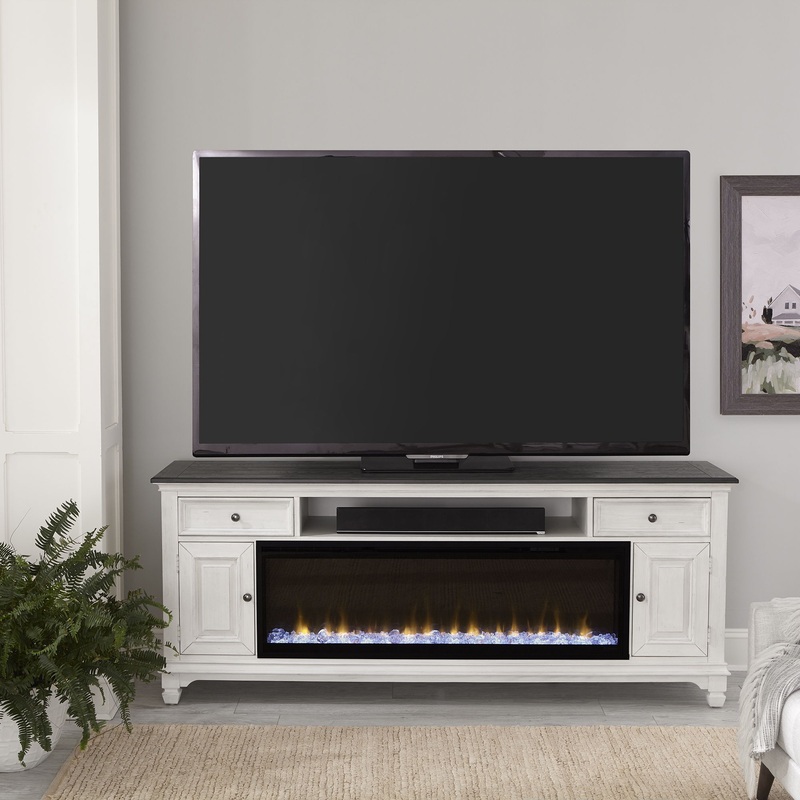 Allyson Park – 80″ Console With Fire – White