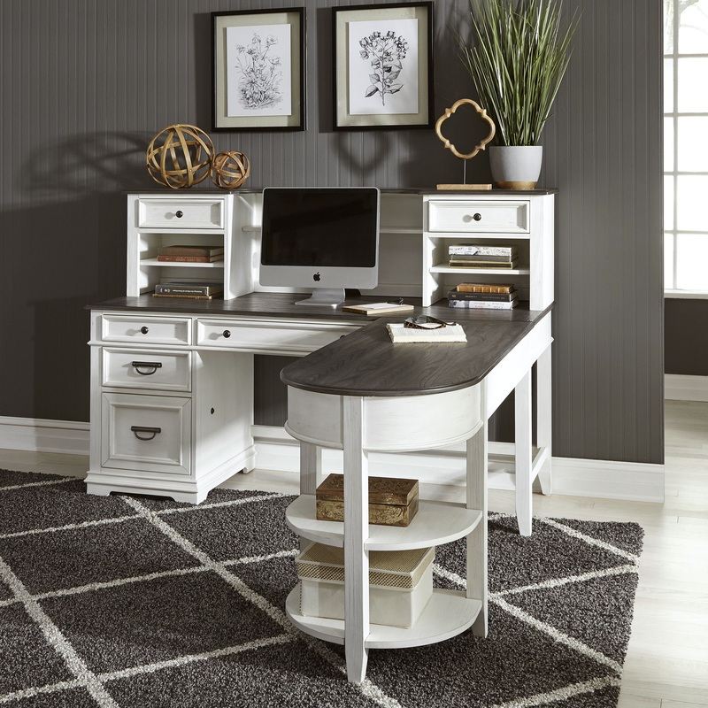 Allyson Park – L Shaped Desk With Hutch – White
