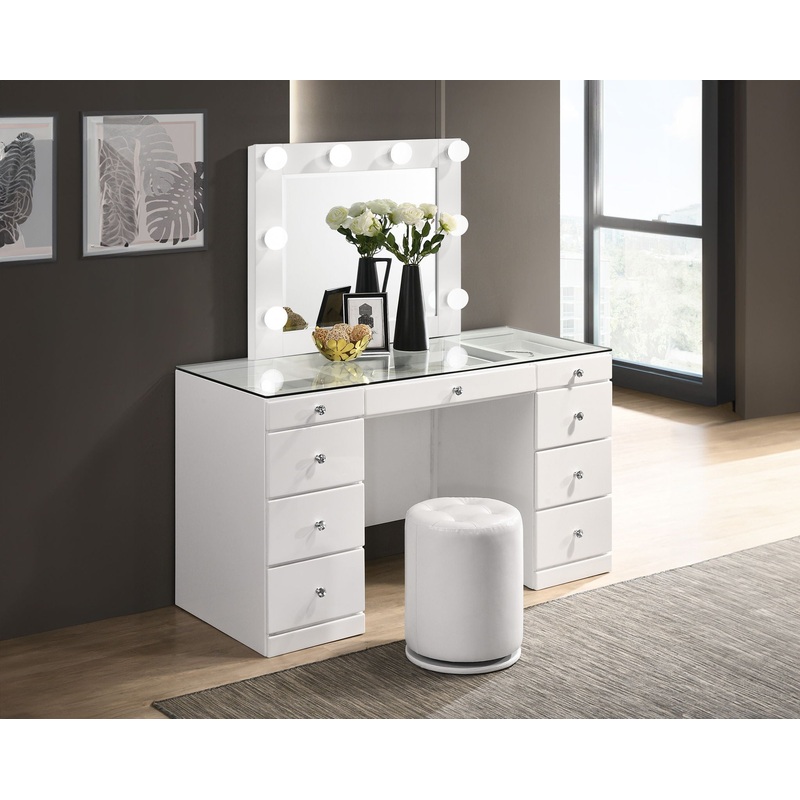 Avery – Vanity Set (With LED Luxo Mirror) – White