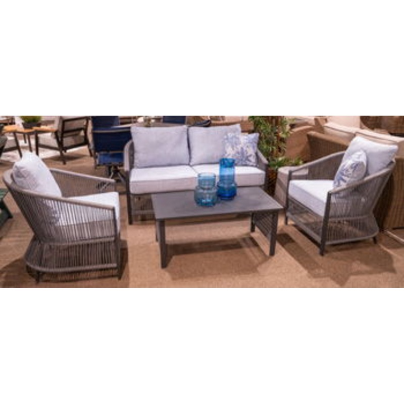 Bridges Beach – Gray – Loveseat, Lounge Chairs, Table Set (Set of 4)