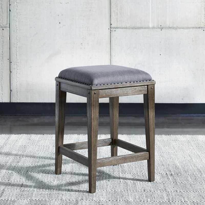 Sonoma Road – Upholstered Console Stool – Weathered Beaten Bark