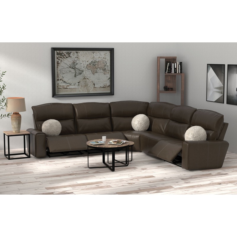 Tramonti – 5 Piece Modular Sectional With 3 Reclining Seats – Chocolate