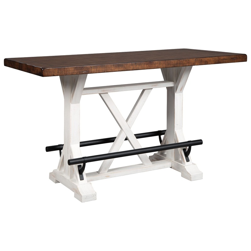 Valebeck – White / Brown – Rectangular Dining Room Counter Table