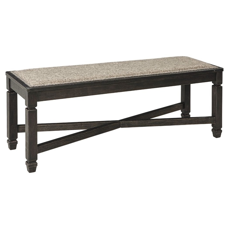 Tyler Creek – Black / Grayish Brown – Upholstered Bench