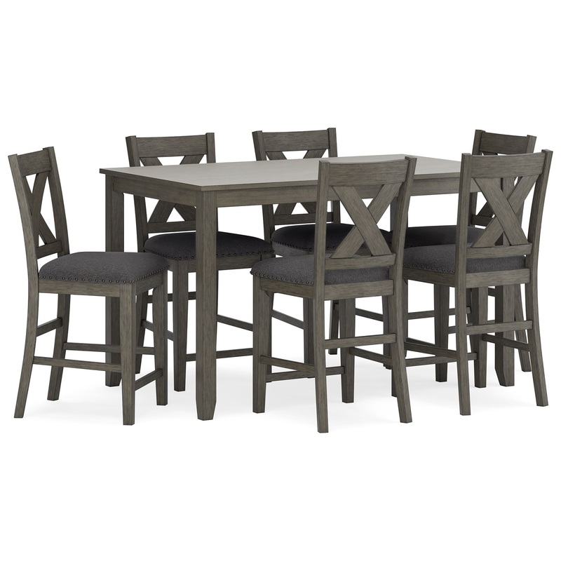 Caitbrook – Gray – Rect Drm Counter Table Set (Set of 7)