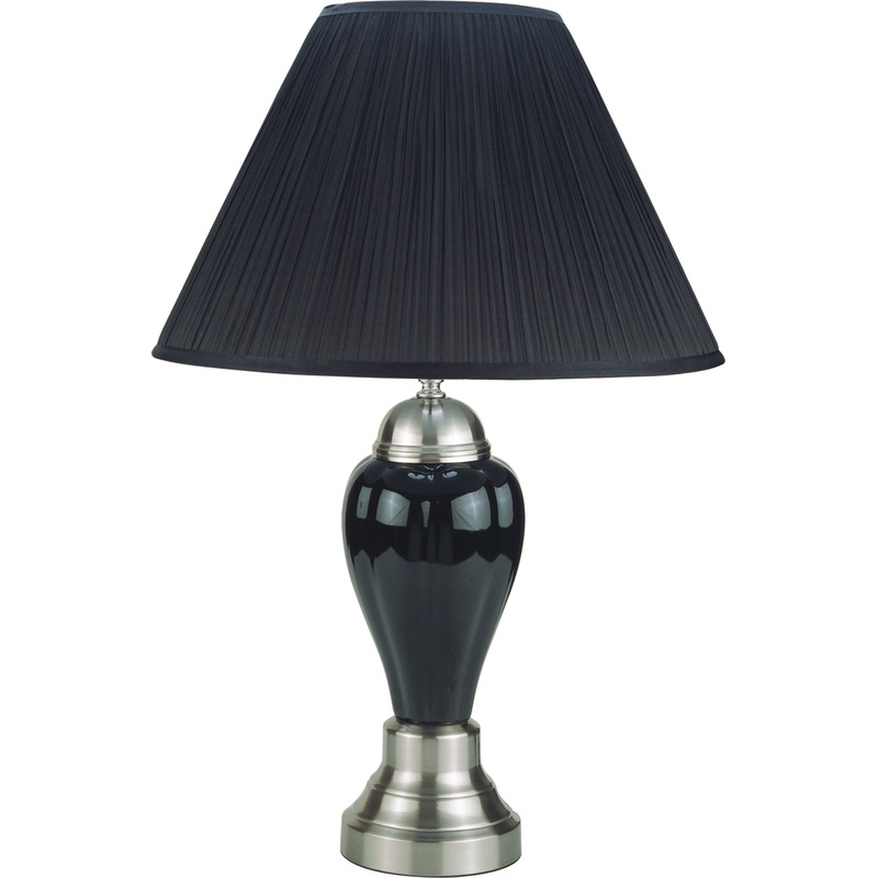 Satin Nickel – Porcelain Lamp – Black