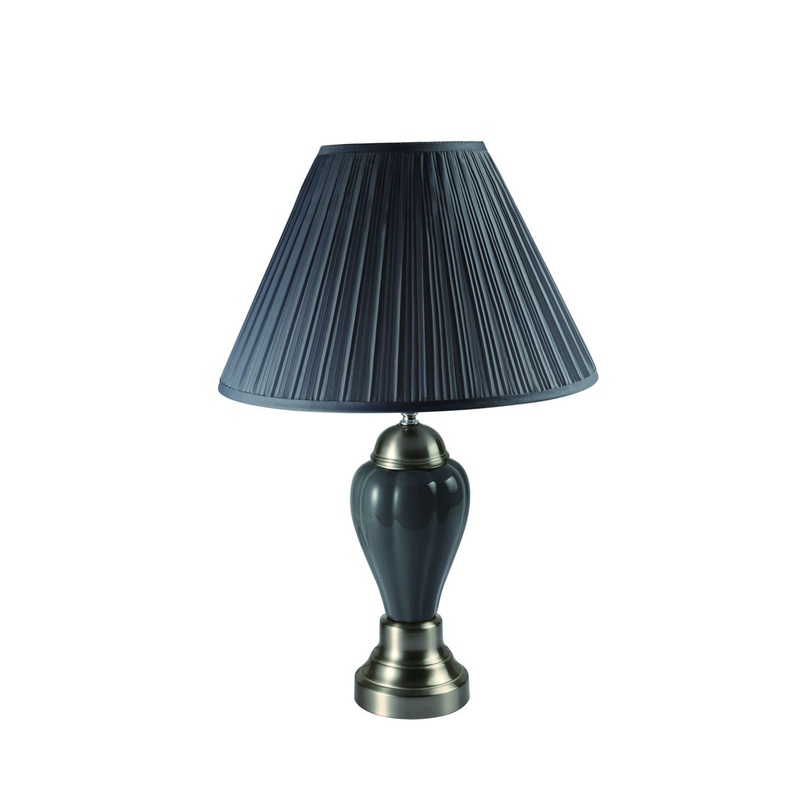 Satin Nickel – Porcelain Lamp – Gray