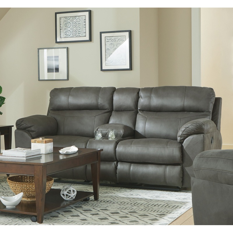 Atlas – Reclining Console Loveseat With Storage – Charcoal