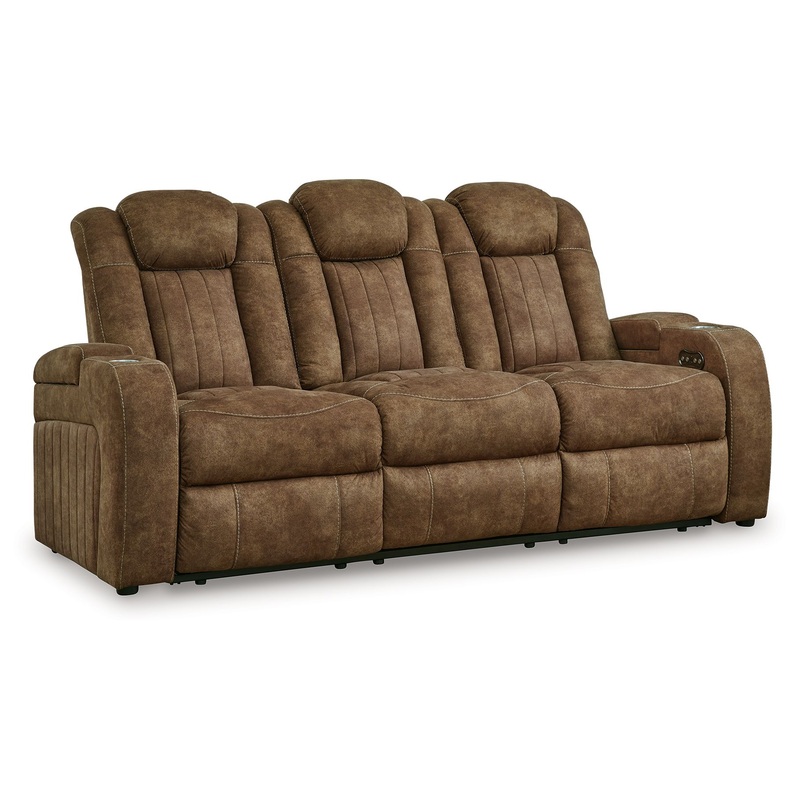 Wolfridge – Brindle – Power Reclining Sofa With Adj Headrest