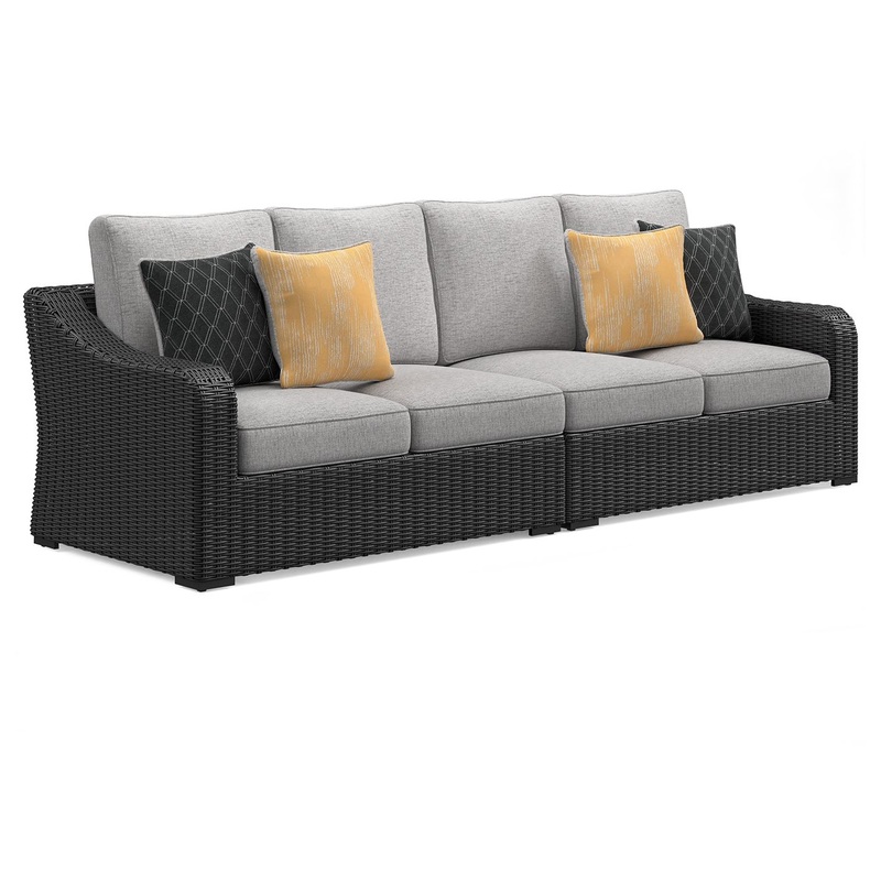 Beachcroft – Black / Light Gray – 2-Piece Outdoor Loveseat with Cushion