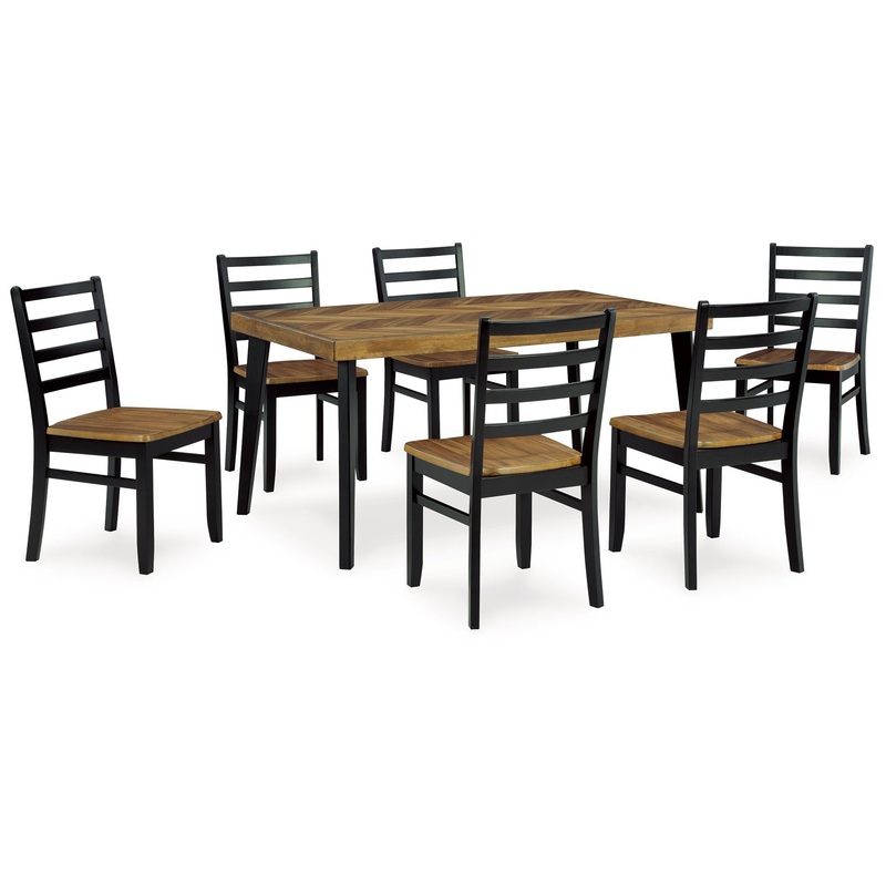 Blondon – Brown / Black – Rectangular Drm Table Set (Set of 7)