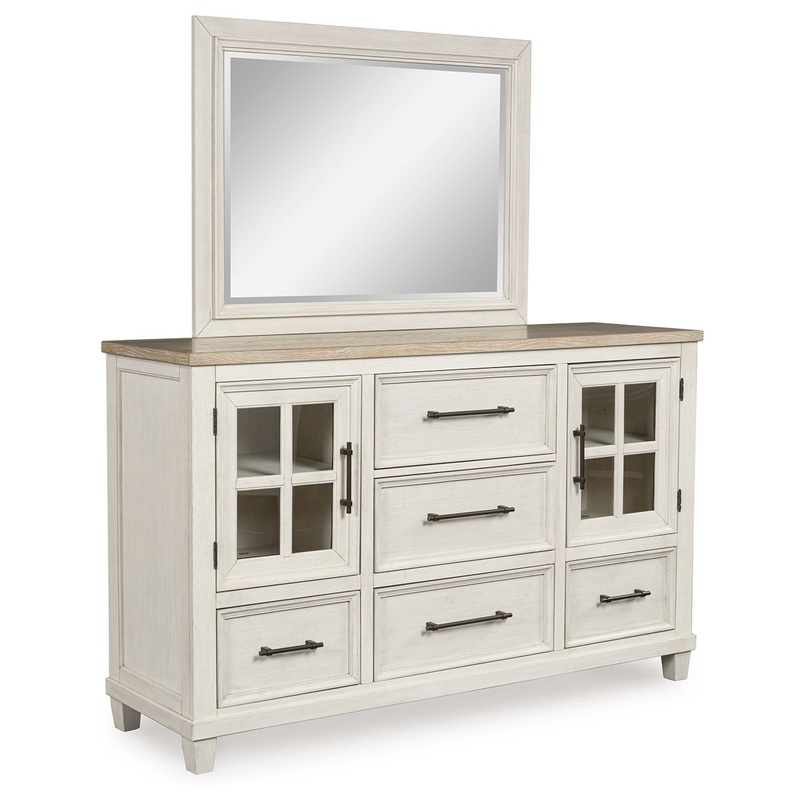 Shaybrock – Antique White / Brown – Dresser And Mirror